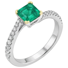 Emerald Precious Stone Ring 2-ct 14 Karat Two Tone Gold – side view
