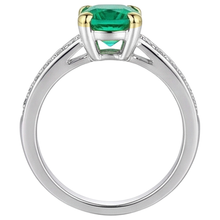 Cushion Fine Emerald ring in Two-Tone 14K Gold – profile view