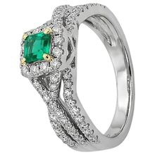 Fine Emerald Emerald Cut Gemstone Ring in 14K Two Tone Gold – profile view