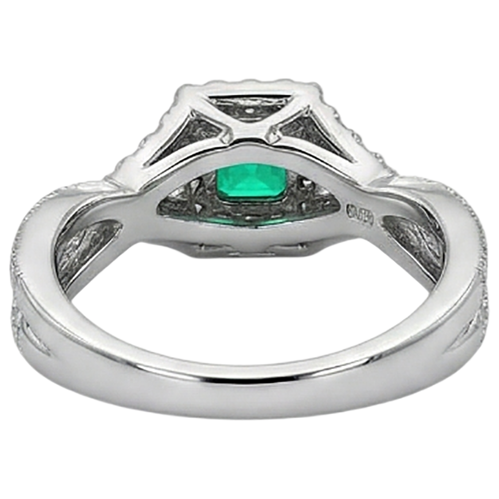 Artisan Fine Emerald Gemstone Ring 2 ct – back view