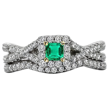 Fine Emerald Emerald Cut Gemstone Ring in 14K Two Tone Gold – angle view