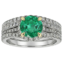 Precious Stone Ring 14 Karat Two Tone Gold with Emerald – profile view