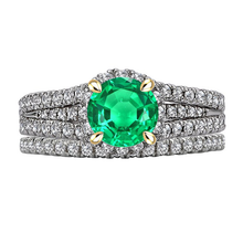 Real Emerald Precious Stone Ring 2.50 ct 14 Karat Two Tone Gold – main view