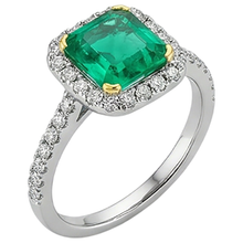 Princess Fine Emerald ring in Two-Tone 14K Gold – front view