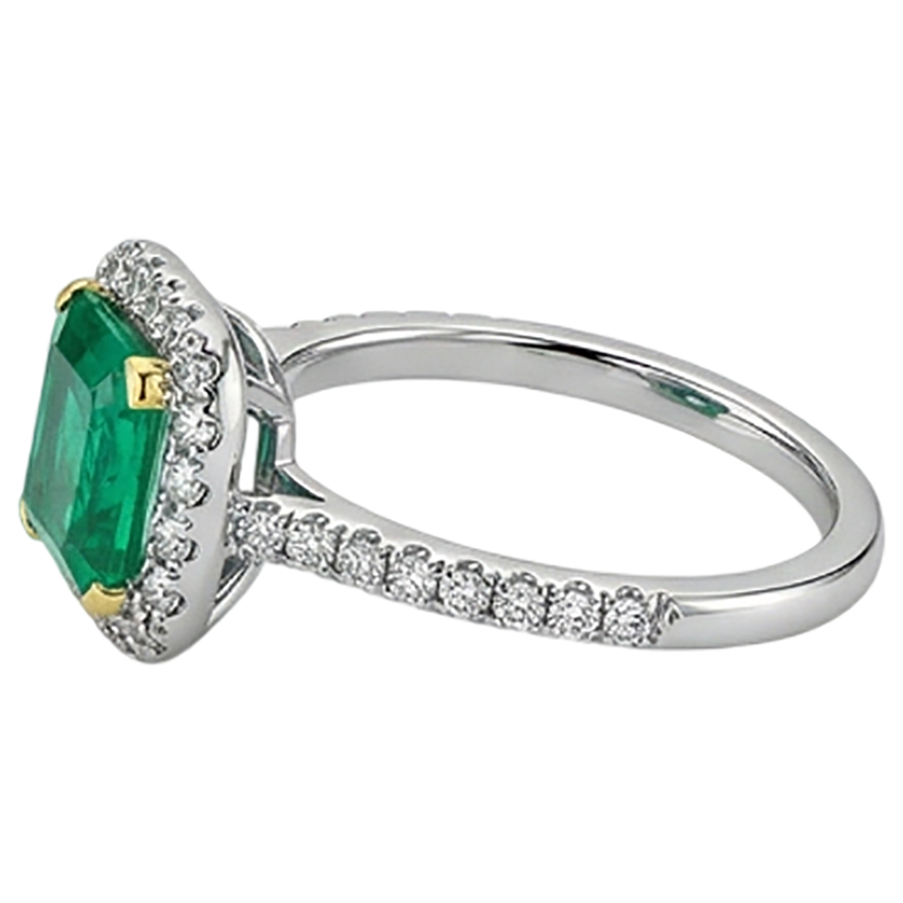 Princess Fine Emerald ring in Two-Tone 14K Gold – profile view