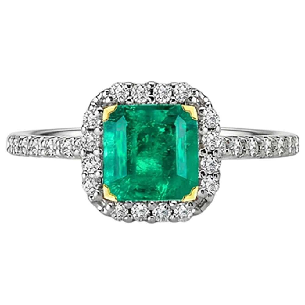 Princess Fine Emerald ring in Two-Tone 14K Gold – angle view