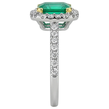 Colored Stone Ring Two-Tone 14K Gold with Fine Emerald – top view