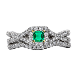 Artisan Gemstone Ring with Pavé Fine Emerald – 2 ct