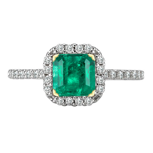 Colored Stone Ring Two-Tone 14K Gold with Fine Emerald – main view
