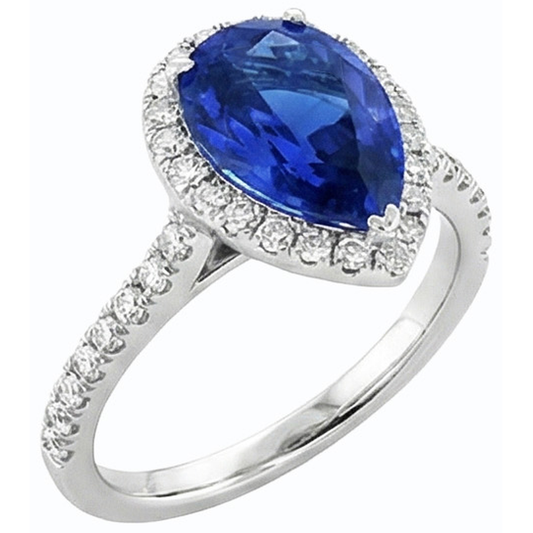 Elegant Pear Cut Sapphire Engagement Ring