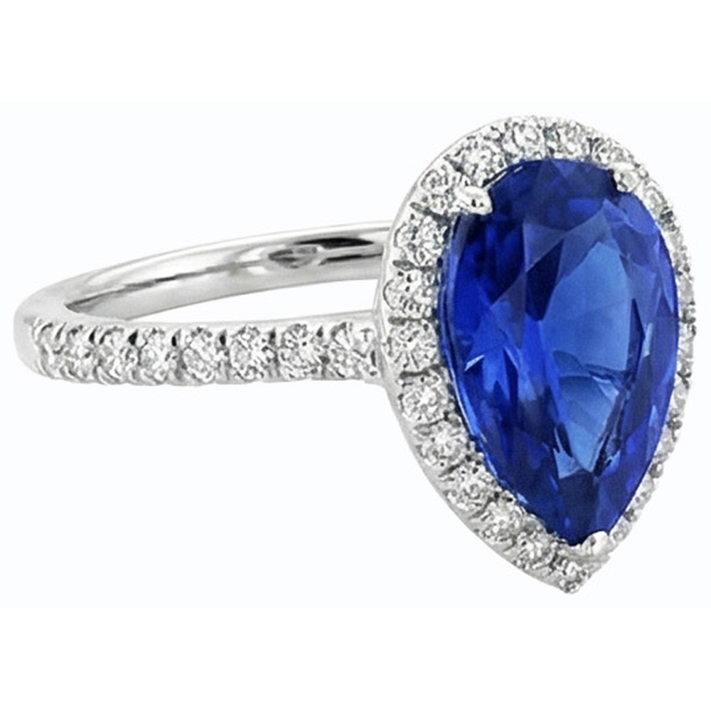 Elegant Pear Cut Sapphire Engagement Ring