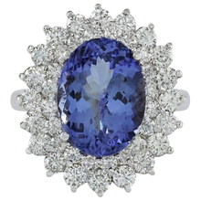 Elegant Tanzanite Natural Earth Mined Diamond Cocktail Ring