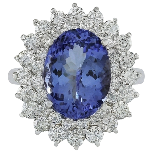 Elegant Tanzanite Natural Earth Mined Diamond Cocktail Ring