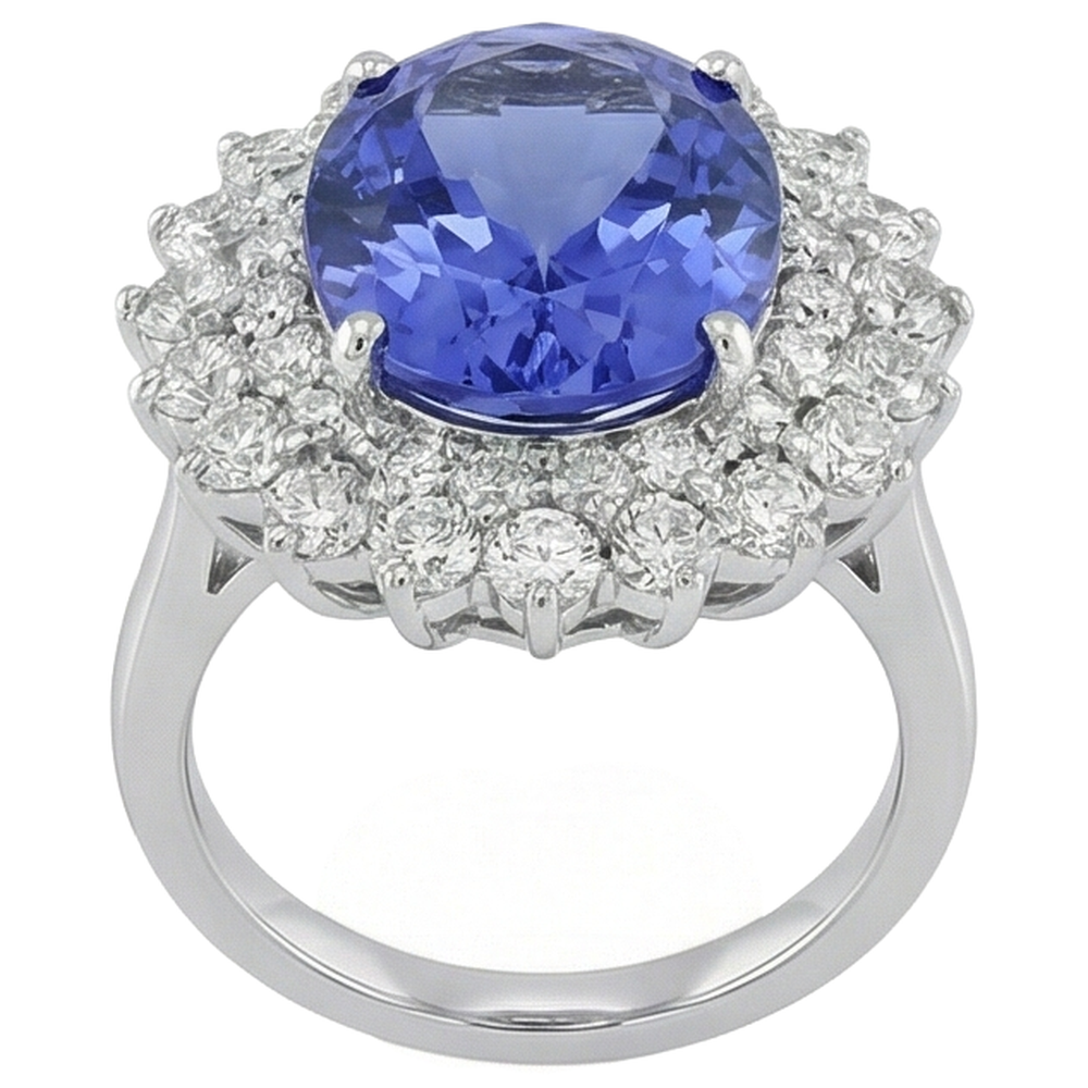 Elegant Tanzanite Natural Earth Mined Diamond Cocktail Ring