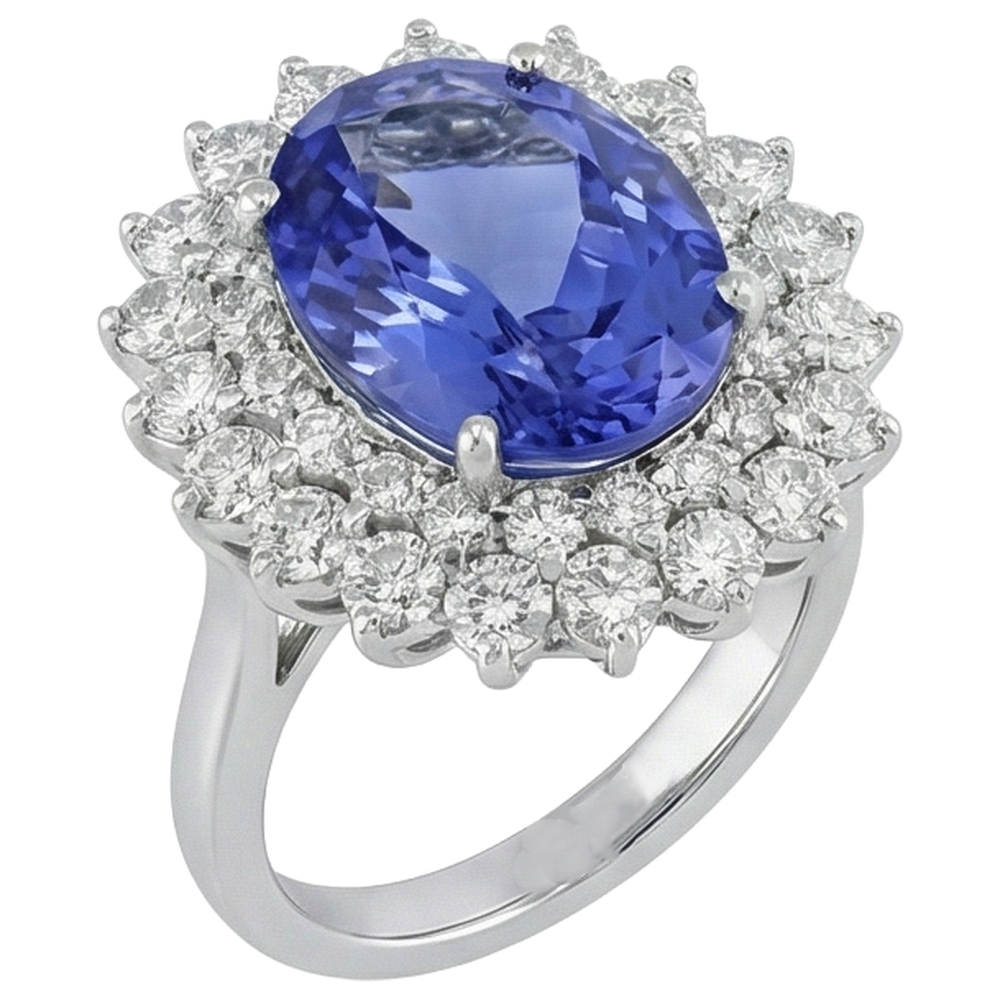 Elegant Tanzanite Natural Earth Mined Diamond Cocktail Ring