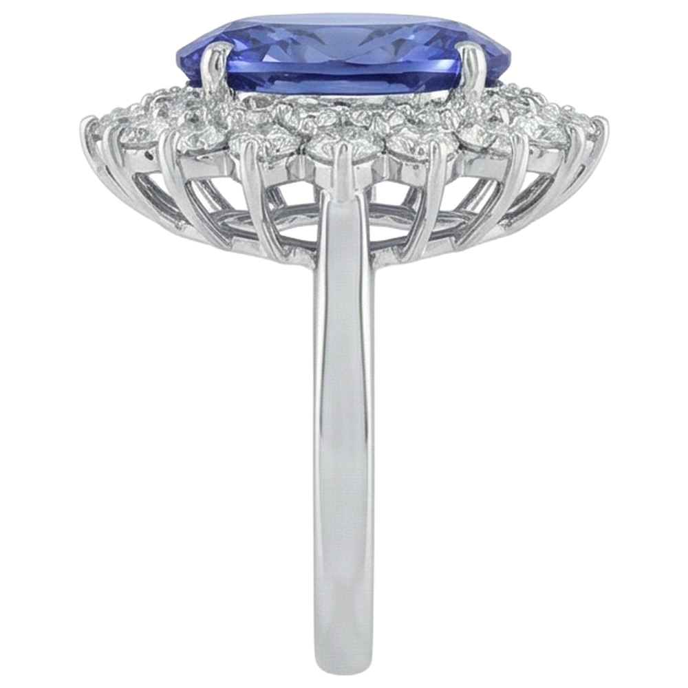 Elegant Tanzanite Natural Earth Mined Diamond Cocktail Ring