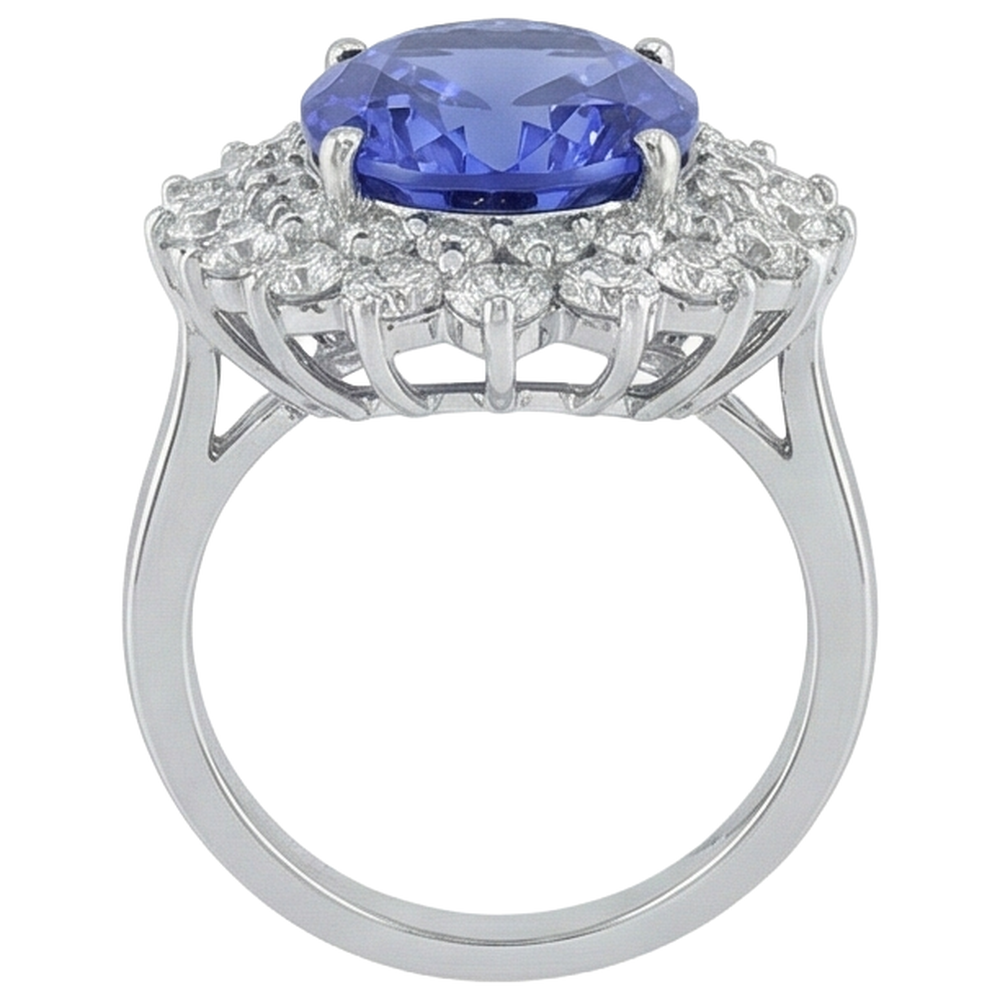 Elegant Tanzanite Natural Earth Mined Diamond Cocktail Ring
