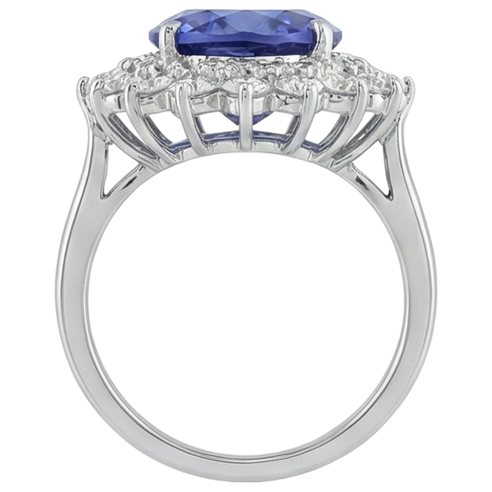 Elegant Tanzanite Natural Earth Mined Diamond Cocktail Ring