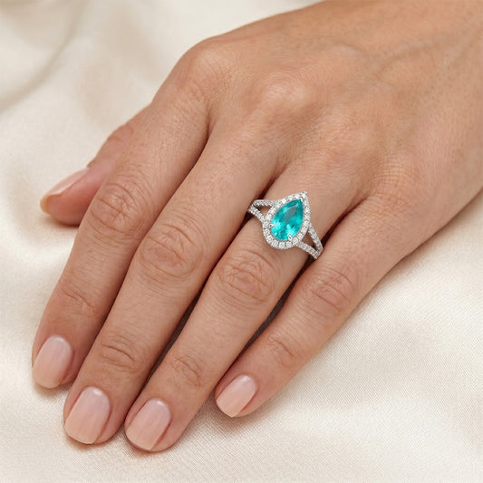 Elegant VVS Clarity Neon Paraiba Halo Engagement Ring – 3 ct 14
