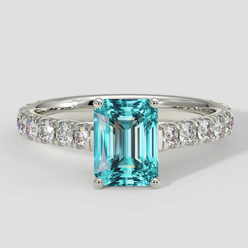 Elegant Bluish Paraiba Diamond Ring