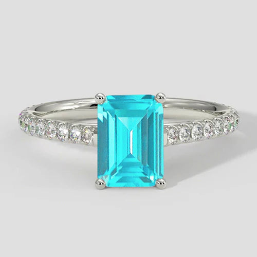 Elegant Emerald Cut Paraiba Ring