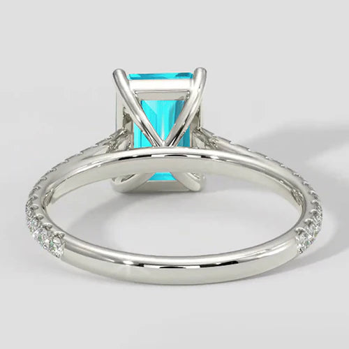 Elegant Emerald Cut Paraiba Ring