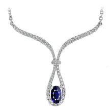 Royal Blue Sapphire Oval Necklace in 14 Karat White Gold – main view