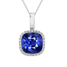 Cushion Cut Royal Blue Sapphire ring in 14K White Gold – main view
