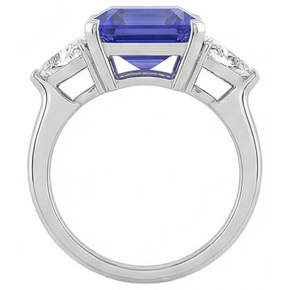 natural emerald sapphire 3.50ct ring on white background