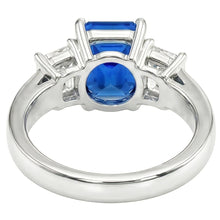 Emerald 3 Stone Natural Earth Mined Diamond Gemstone Ring 3 Carats Light Blue Sapphire