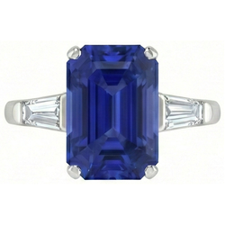 Natural Sapphire Ring 4.50ct - White Gold 14K