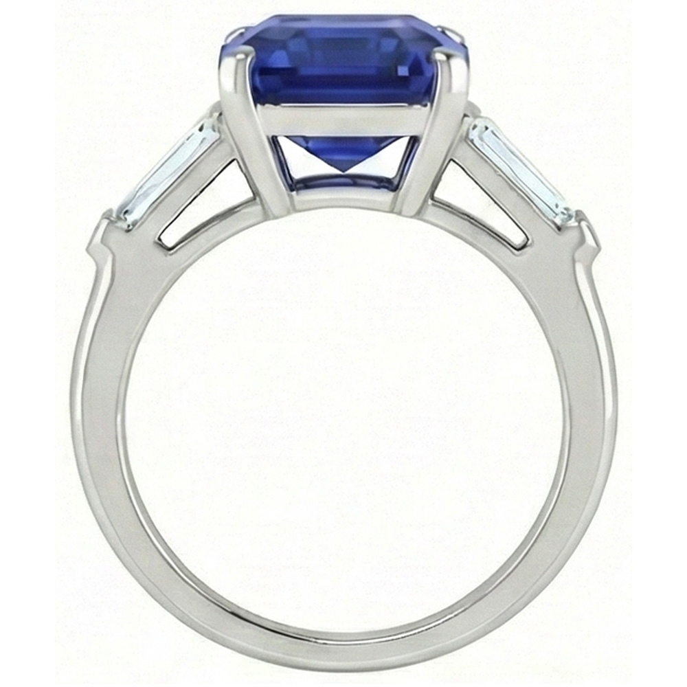 natural emerald sapphire 4.50ct ring profile view