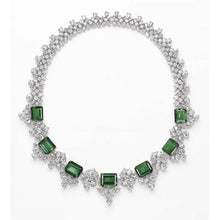 Emerald And Genuine Diamonds 30 Carats Ladies Necklace White Gold 14K