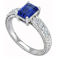 Emerald And Round Cut 2.10 Ct Sri Lanka Sapphire Natural Earth Mined DIAMOND ( NOT LAB GROWN )s Ring Gold
