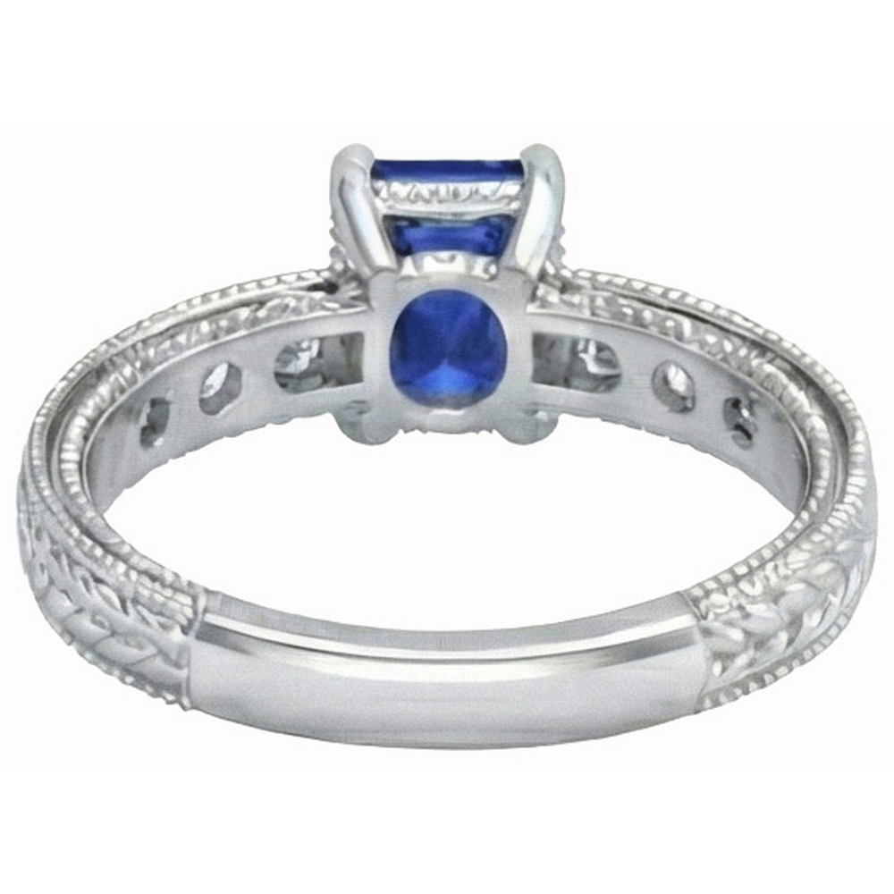 Emerald And Round Cut 2.10 Ct Sri Lanka Sapphire Natural Earth Mined DIAMOND ( NOT LAB GROWN )s Ring Gold
