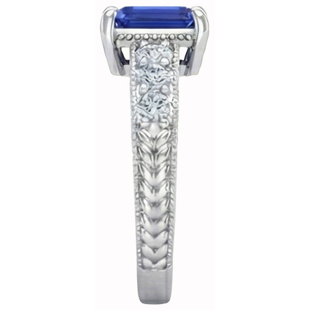Emerald And Round Cut 2.10 Ct Sri Lanka Sapphire Natural Earth Mined DIAMOND ( NOT LAB GROWN )s Ring Gold