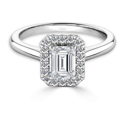 Emerald And Round Cut 2.65 Carats Natural Earth Mined Diamond Ring Halo
