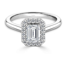 Emerald And Round Cut 2.65 Carats Real Diamond Ring Halo