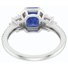 Emerald Blue Sapphire Wedding Ring Gold Tapered Shank 2.50 Carats 14K
