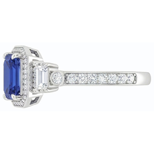 Emerald Blue Sapphire Wedding Ring Gold Tapered Shank 2.50 Carats 14K