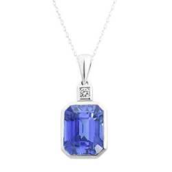 Bezel Set Cornflower Blue Sapphire Precious Stone Pendant 1.50