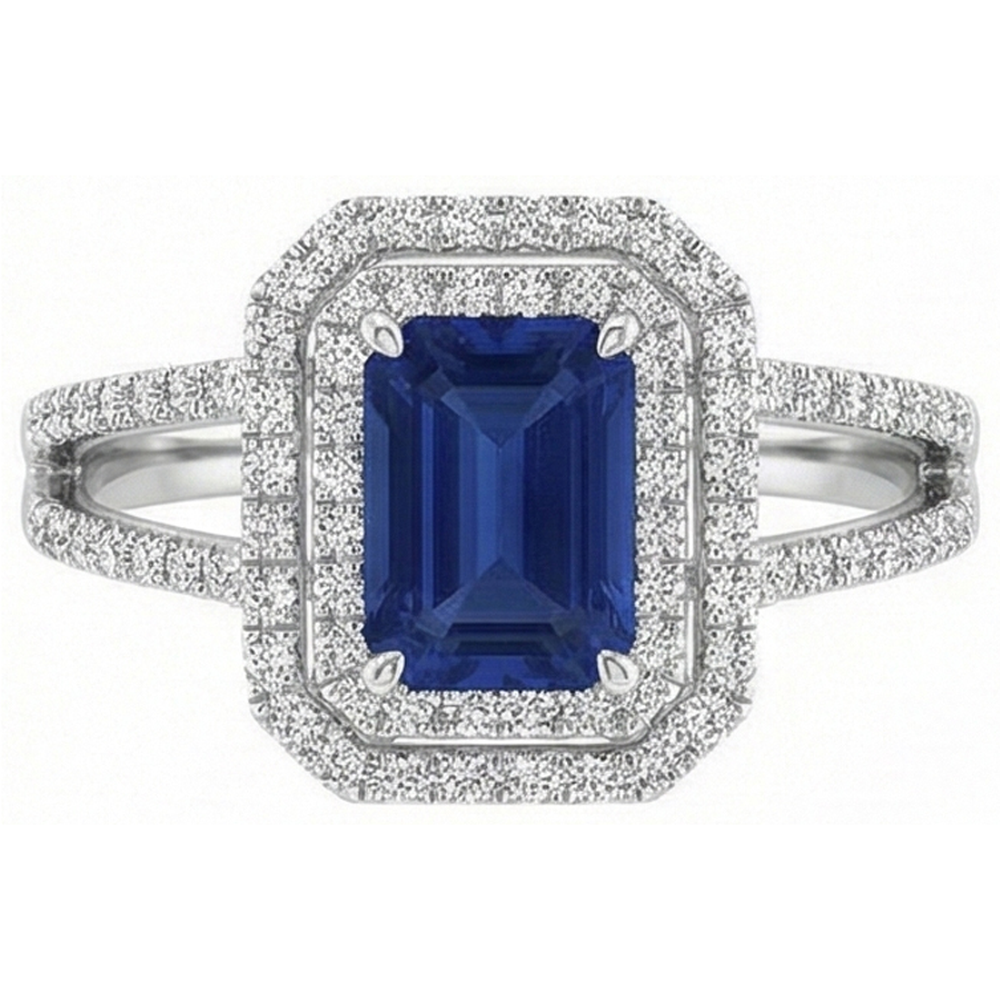natural round sapphire 3ct ring front view