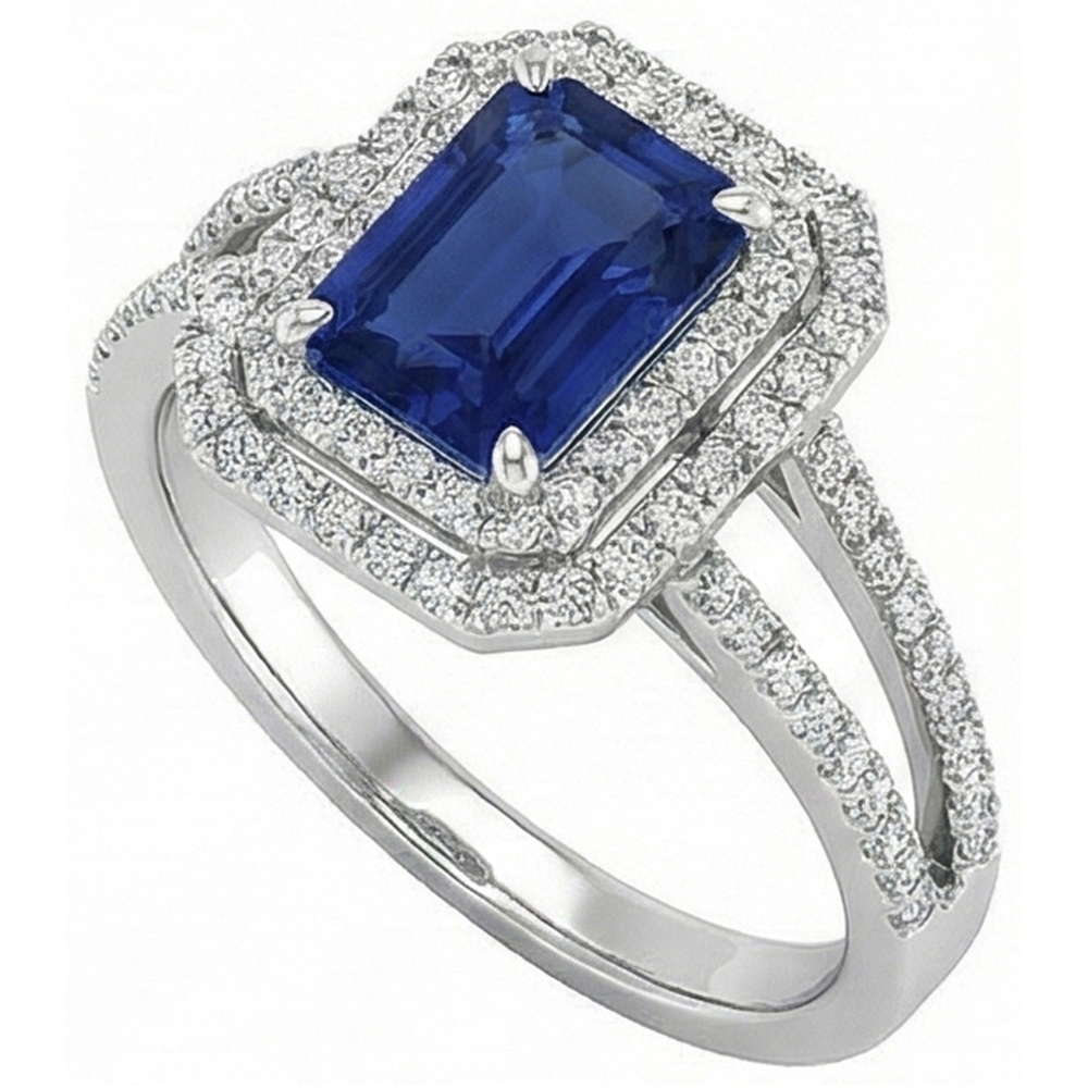 natural round sapphire 3ct ring close up detail