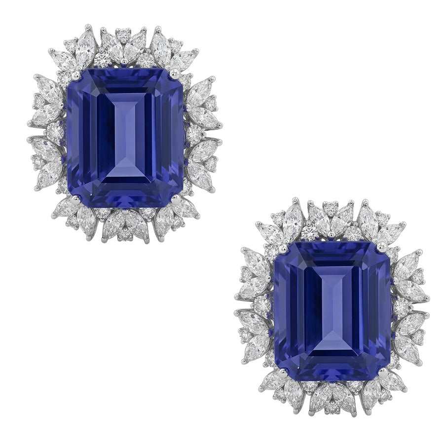 Emerald Ceylon Sapphire Marquise Natural Earth Mined Diamonds 10 Ct Stud Earring