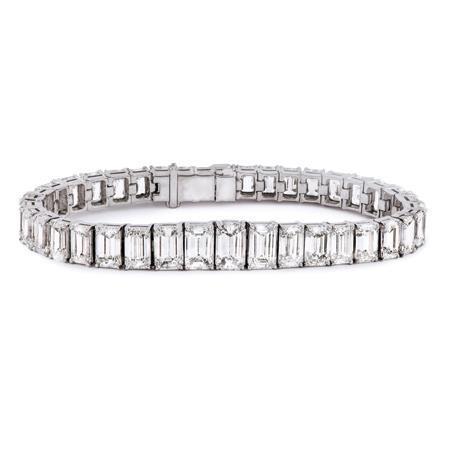 Emerald Cut 10.50 Carats Natural Diamonds Tennis Bracelet Gold White 14K New