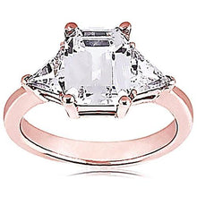 Emerald Cut 3.51 Ct. Real Diamond Anniversary 3 Stone Ring Rose Gold 14K