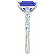 Emerald Cut And Round Cut 2.70 Ct Ceylon Sapphire Natural Earth Mined DIAMOND ( NOT LAB GROWN )s Ring Gold