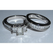 Emerald Cut & Baguettes Cut Natural Diamond Ring 3.53 White Gold 14K