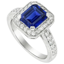 Emerald Cut Blue Sapphire Natural Earth Mined DIAMOND ( NOT LAB GROWN ) Engagement Ring 2.20 Carats Gold 14K
