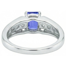 Emerald Cut Ceylon Sapphire With Round Natural Earth Mined DIAMOND ( NOT LAB GROWN )s 1.30 Ct Ring